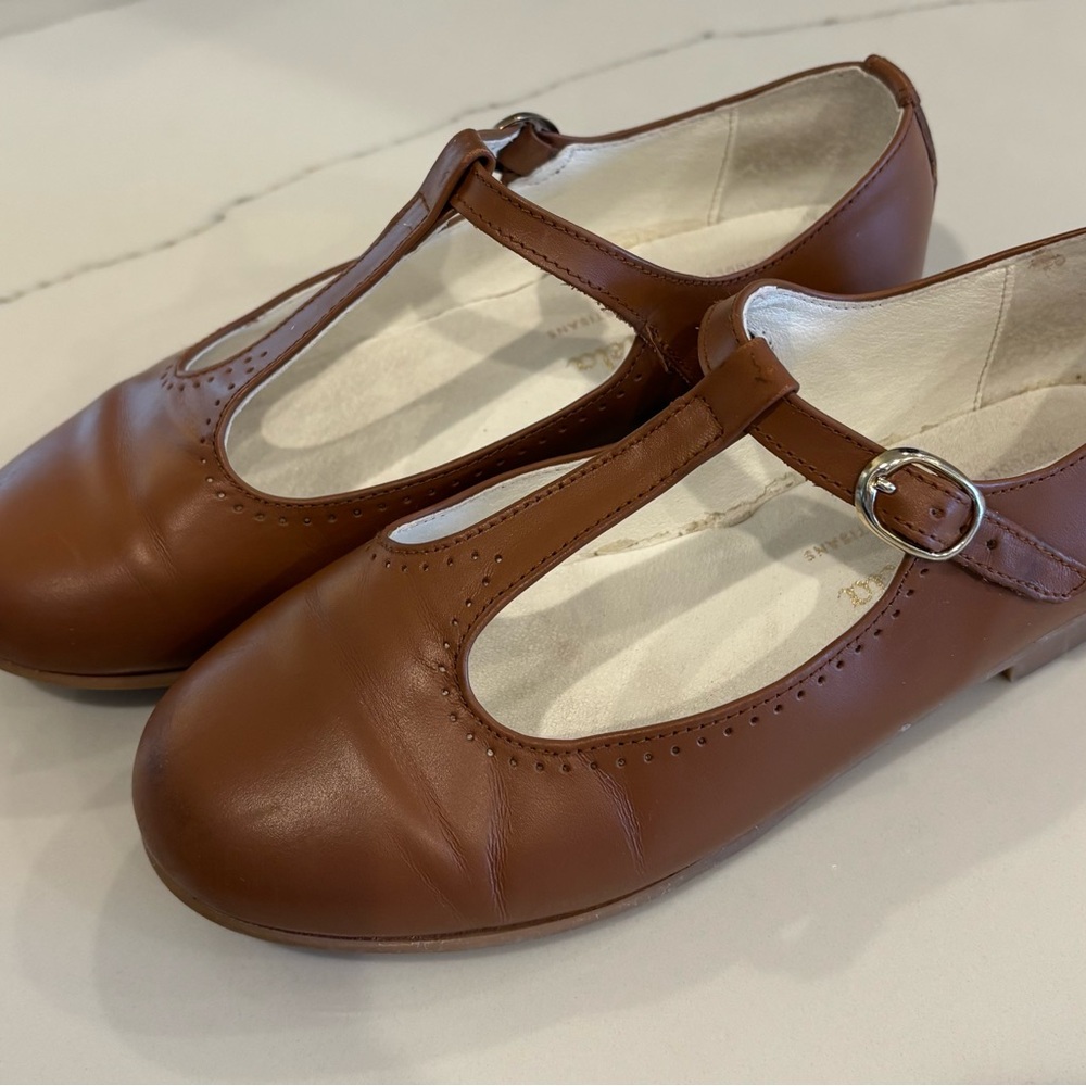 La Coqueta Tan Kids T-bar Dress Shoes